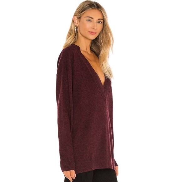 Lovers + Friends Mikael Sweater Burgundy Red V Neck Long Sleeve Oversized XS - Picture 5 of 12
